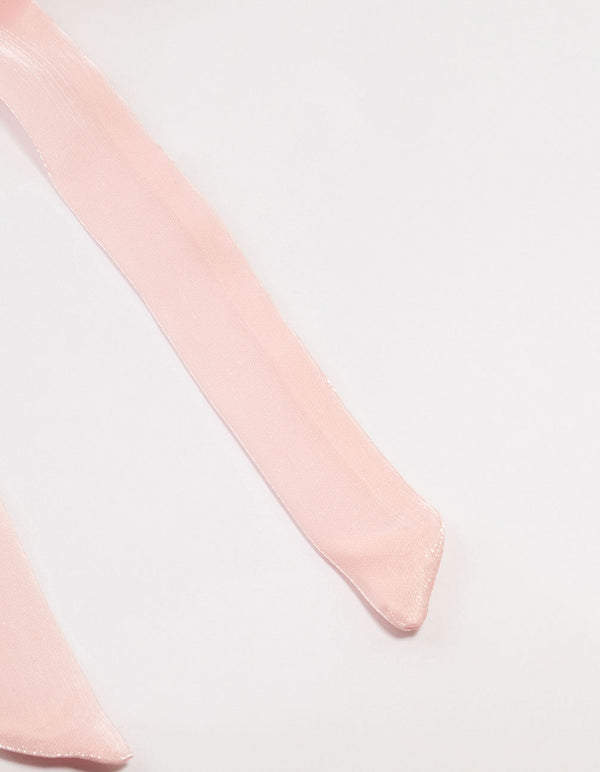 Pink Chiffon Fabric Long Bow Scrunchie