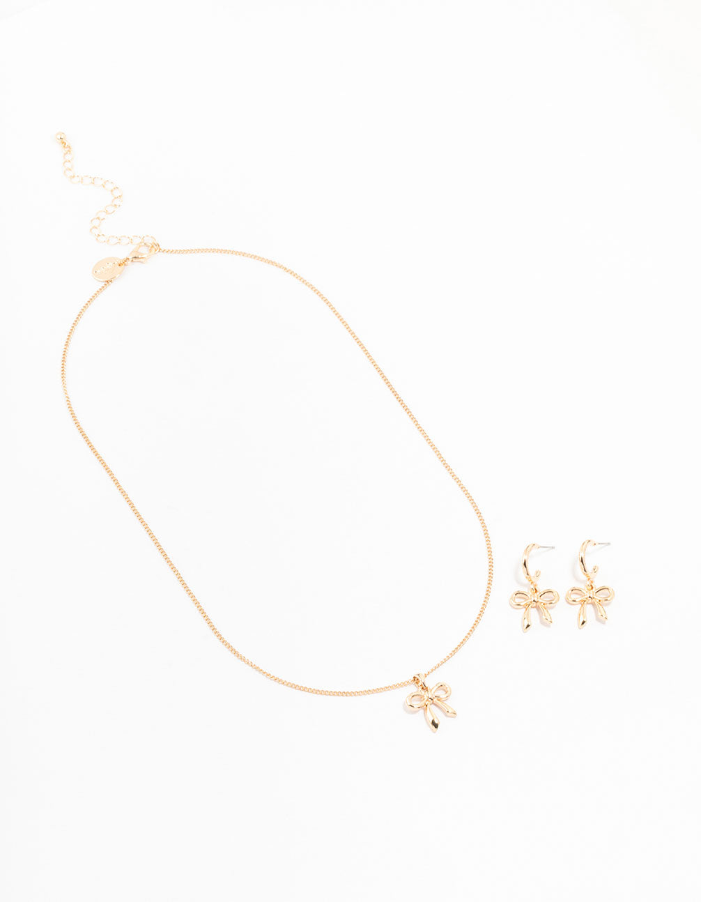 Lovely Gold Bow Necklace & Earring Set