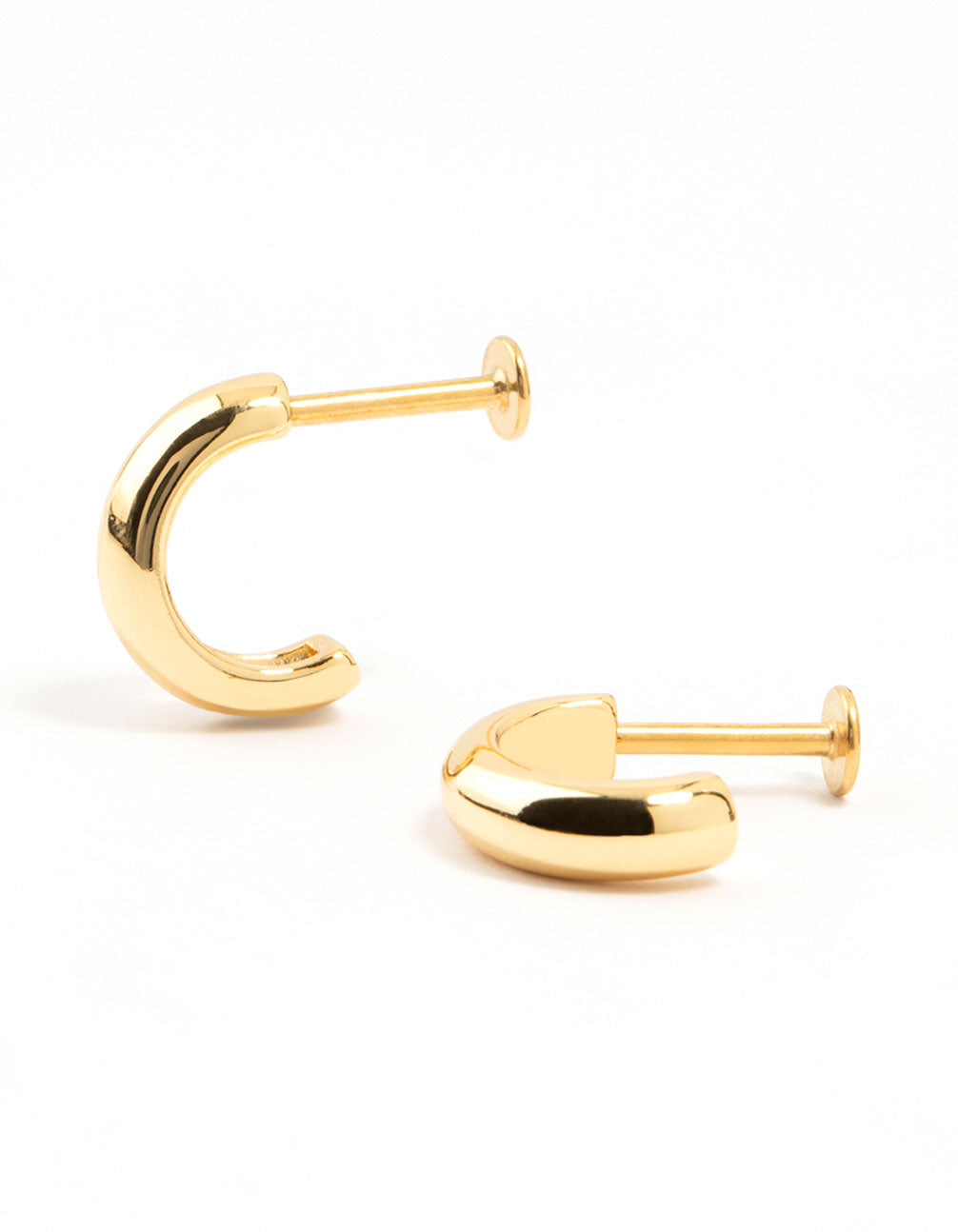 Gold Plated Surgical Steel Chunky Hoop Flat Backs 2-Pack