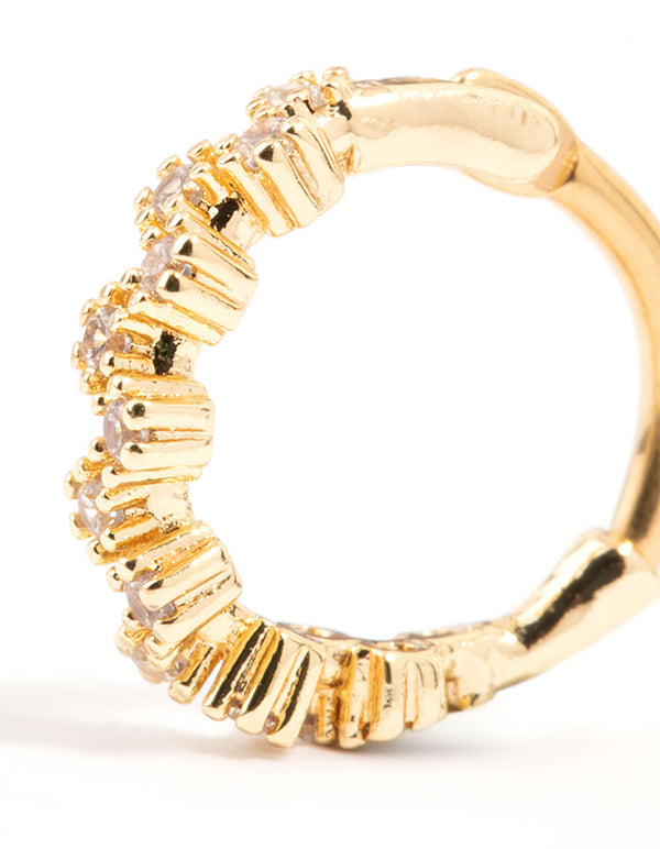 Gold Plated Surgical Steel Zig Zag Cubic Zirconia Clicker Ring
