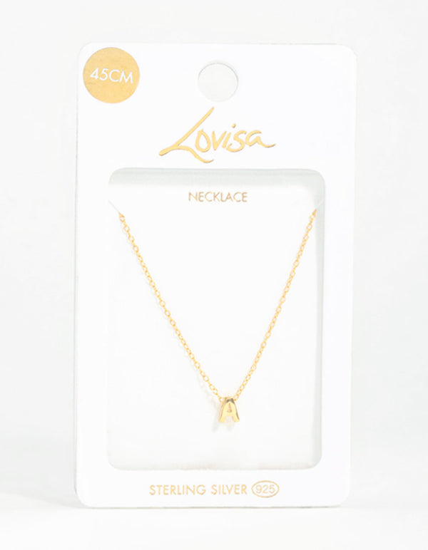 Gold Plated Sterling Silver Letter A Necklace