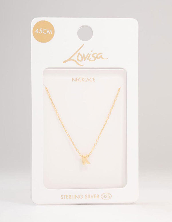 Gold Plated Sterling Silver Initial K Necklace