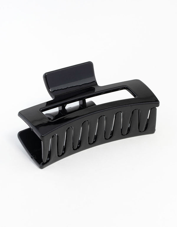 Large Shiny Black Coated Claw Clip