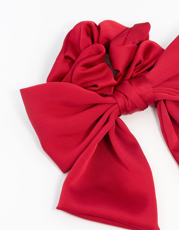 Red Satin Bow Scrunchie