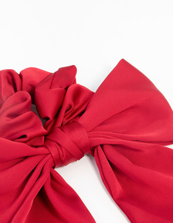 Red Satin Bow Scrunchie