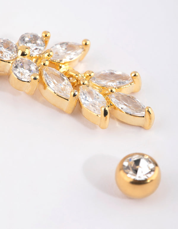 Gold Plated Titanium Marquise Belly Bar