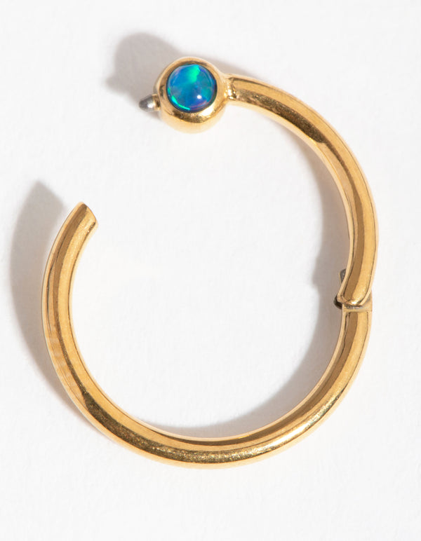 Titanium Gold Faux Opal Belly Ring