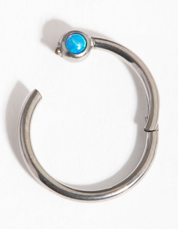 Titanium Faux Opal Belly Ring