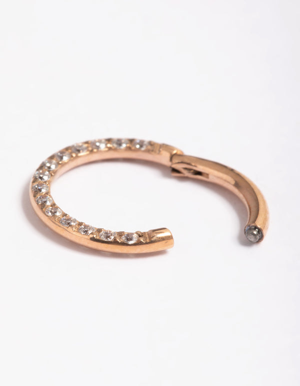 Rose Gold Plated Titanium Cubic Zirconia 8mm Clicker Ring