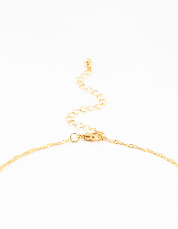 Gold Plated Diamante Rectangle Tag Necklace
