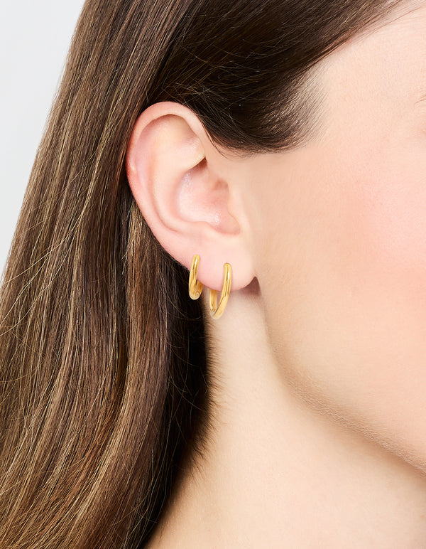 Gold Plated Stainless Steel Small Hoop Earrings 2-Pack