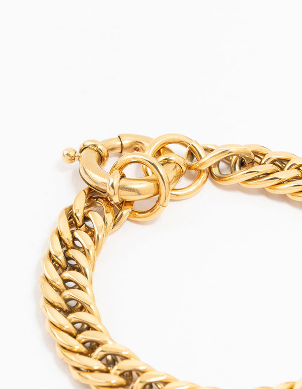 Waterproof Gold Plated Stainless Steel Vintage Curb Chain Bracelet