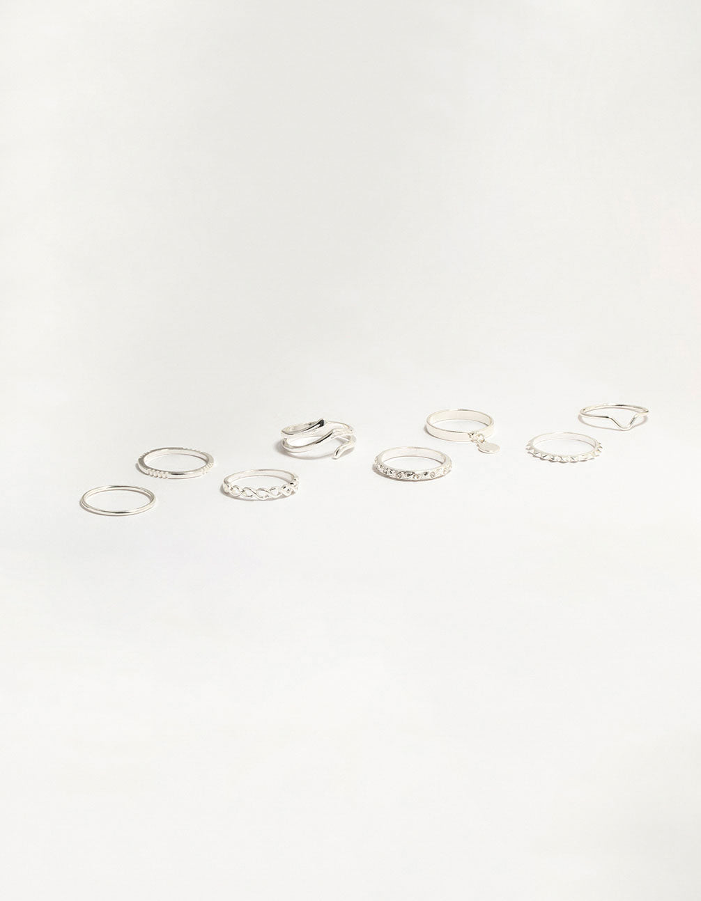 Silver Swirl Mixed Stacking Rings 8-Pack