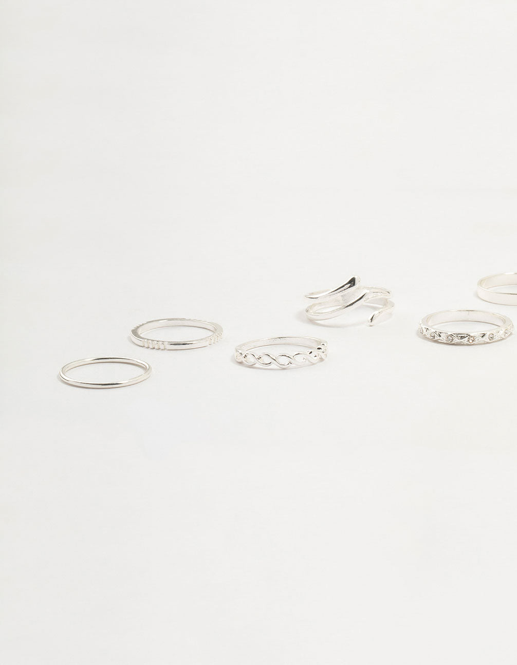 Silver Swirl Mixed Stacking Rings 8-Pack