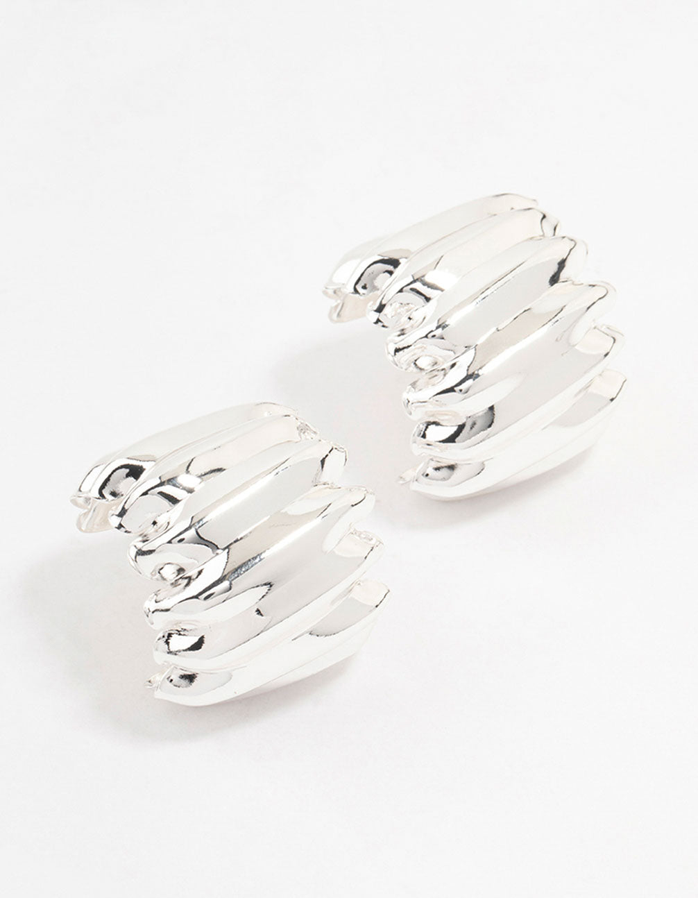 Silver Plated Textured Hoop Earrings