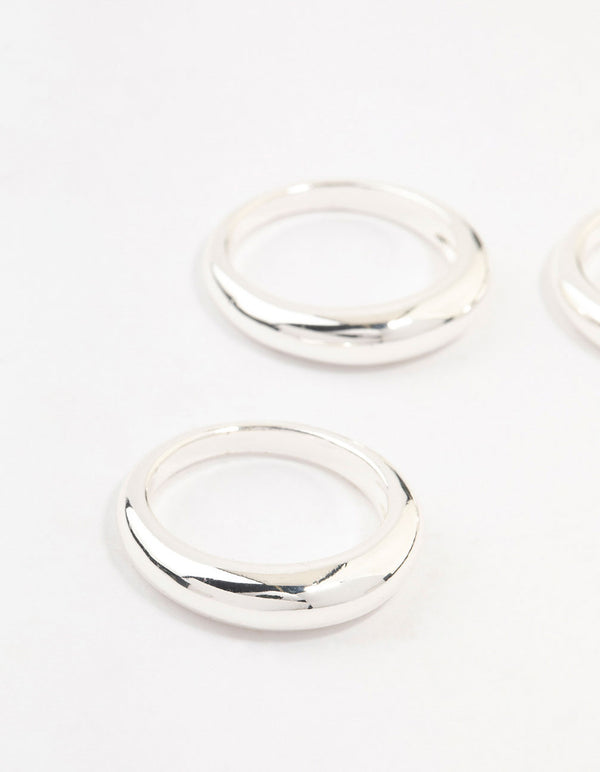 Silver Plated Medium Dome Rings 3-Pack