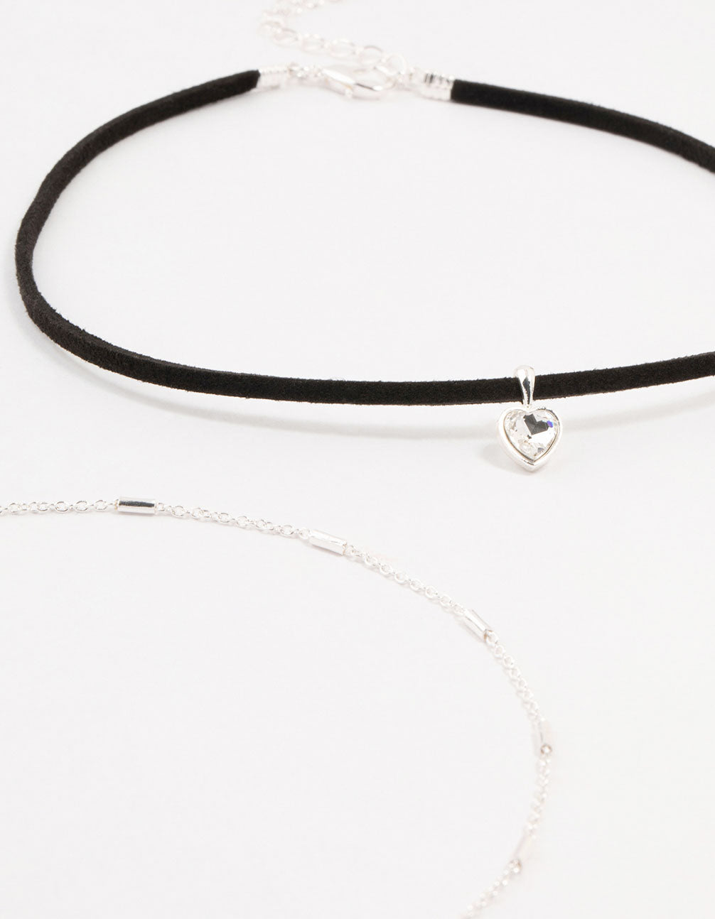 Silver Rope Heart Cupchain Chokers 3-Pack