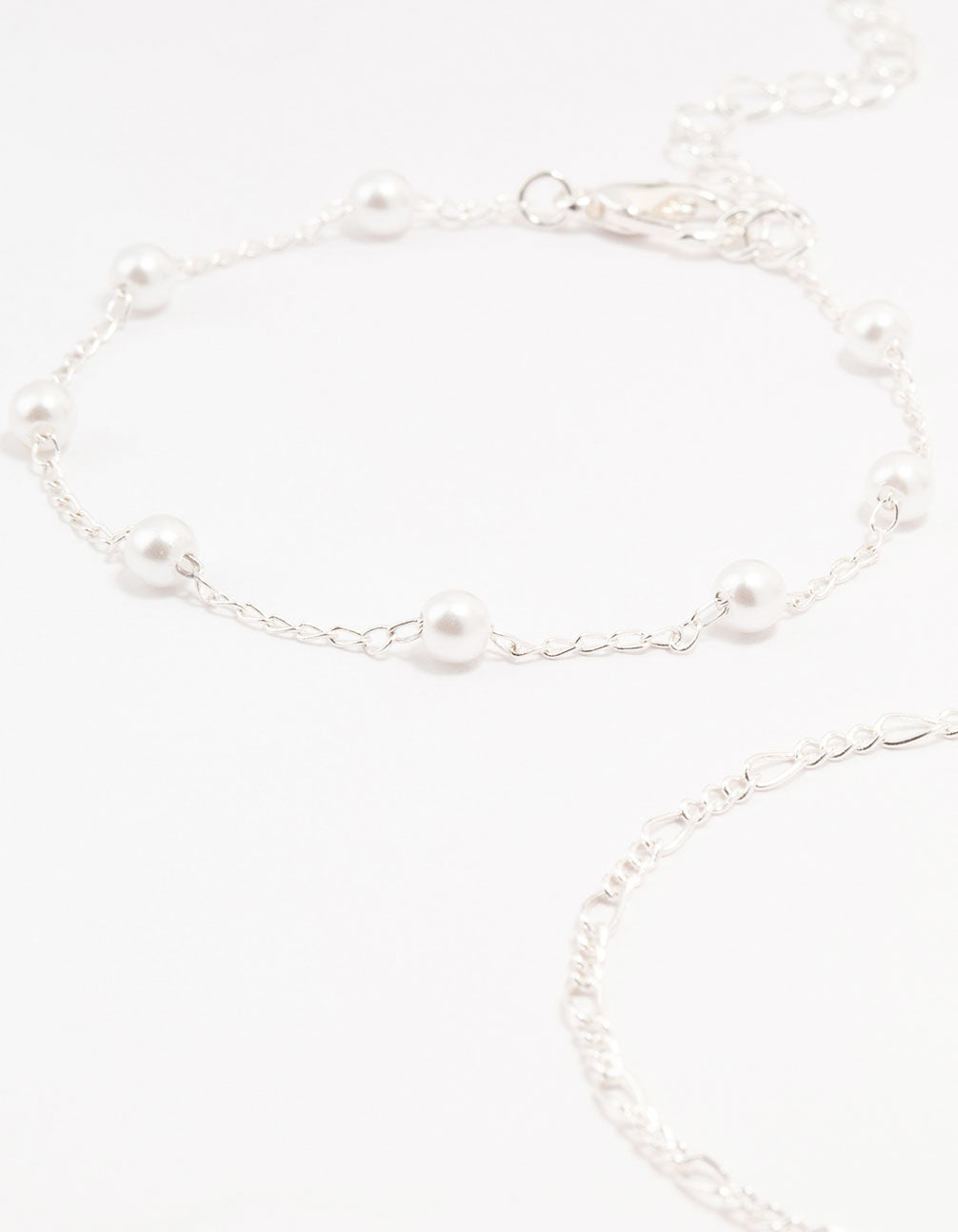 Silver Pearl Stone Butterfly Bracelets 4-Pack