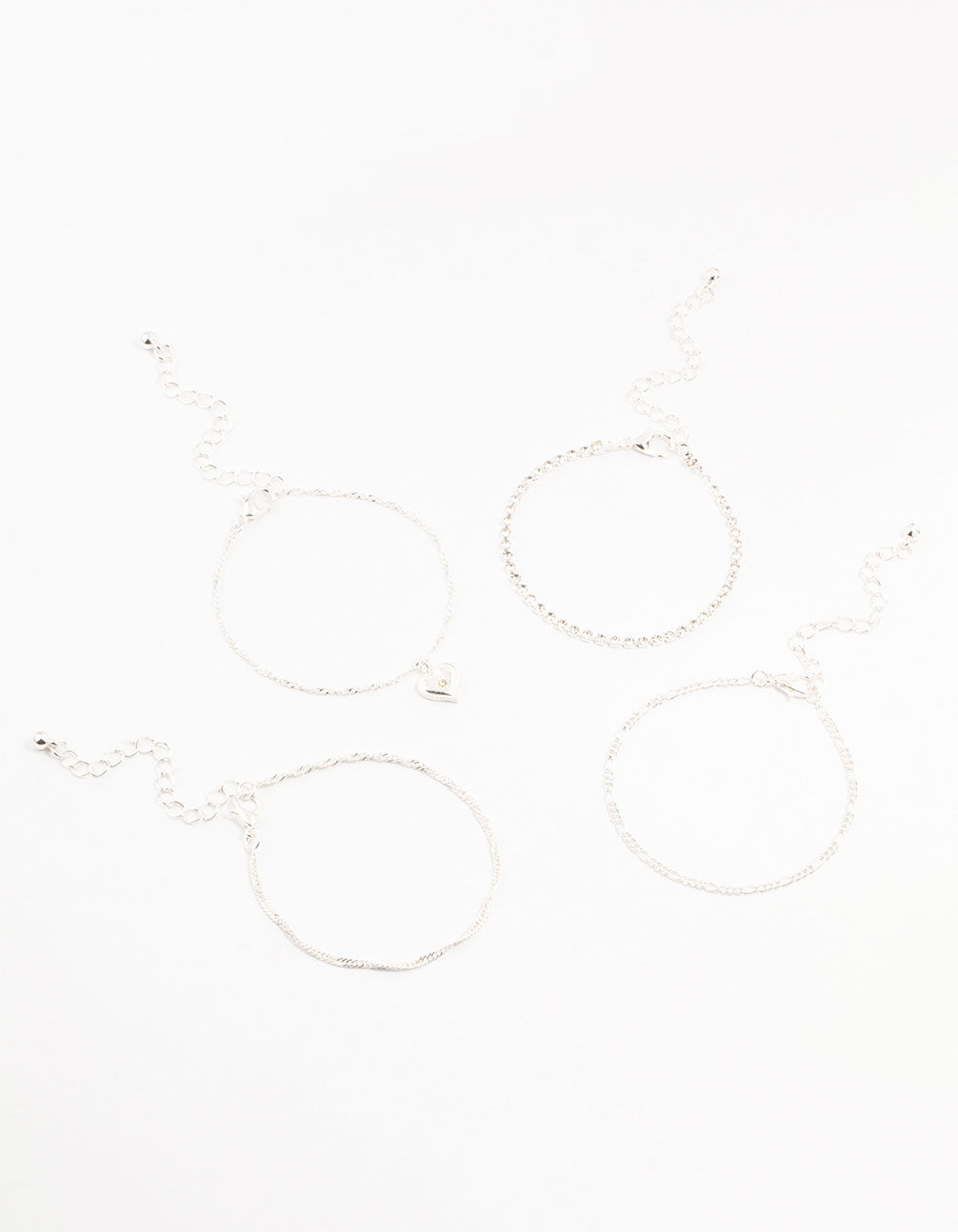 Silver Star Drop Heart Bracelets 4-Pack
