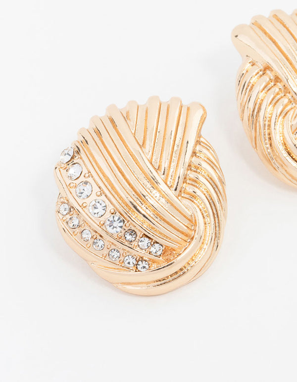 Gold Wrapped Crystal Stud Earrings