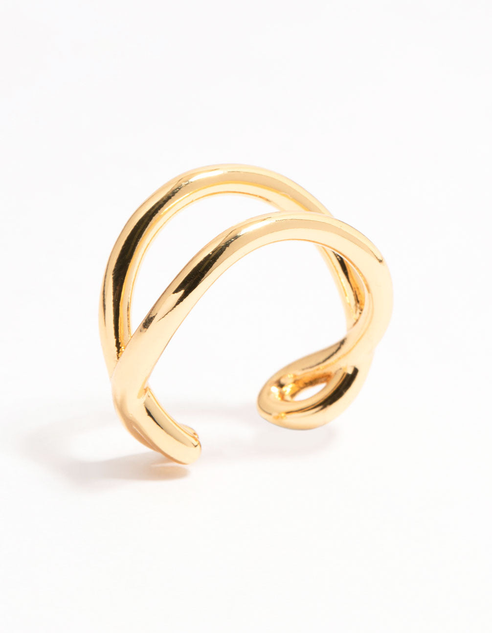 Gold Plated Wavy Double Row Ring
