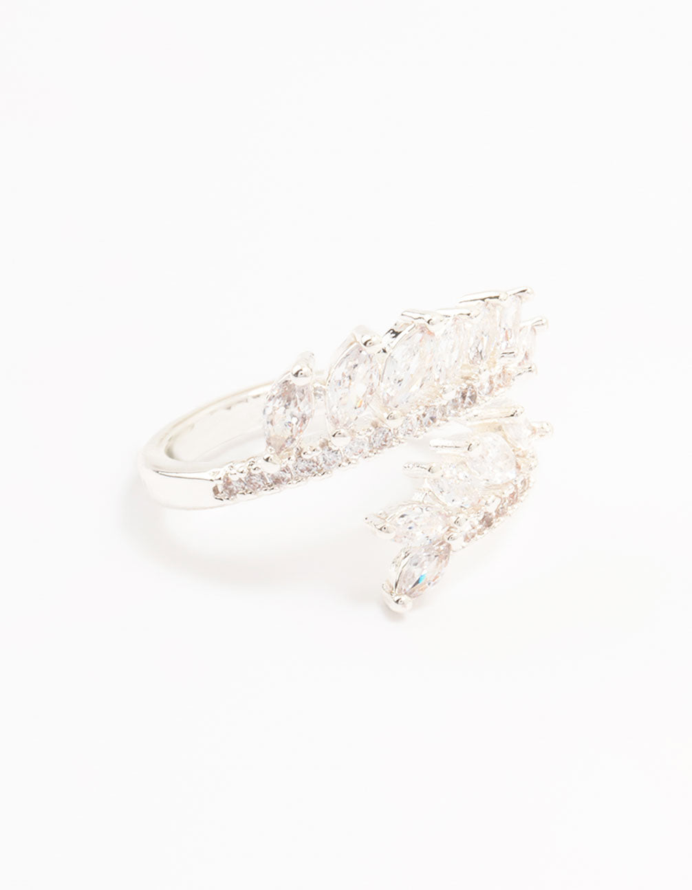 Silver Plated Wrapped Vine Cubic Zirconia Ring