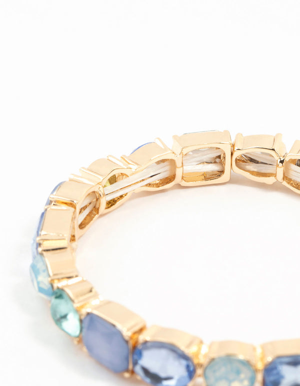 Gold Blue Cluster Bracelet