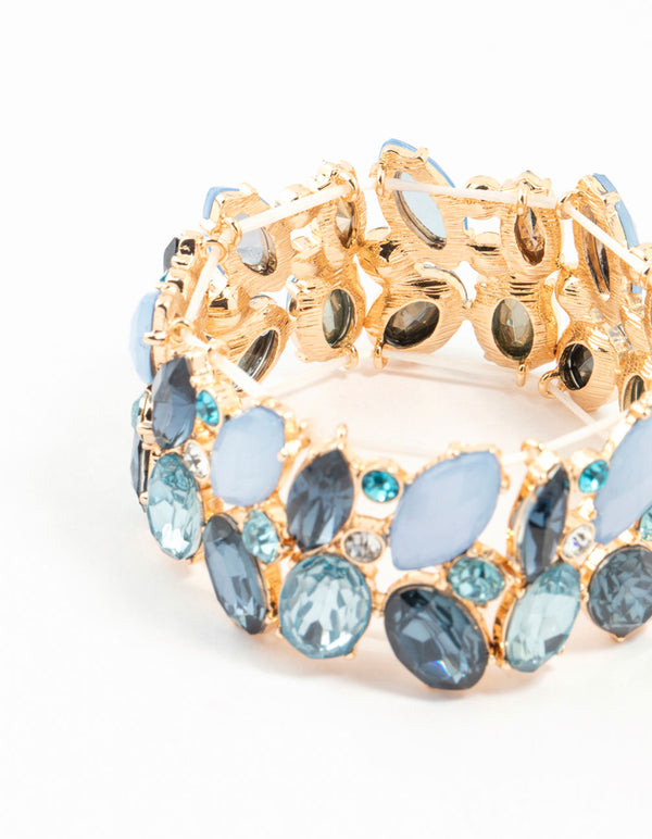 Gold Blue Cluster Bracelet