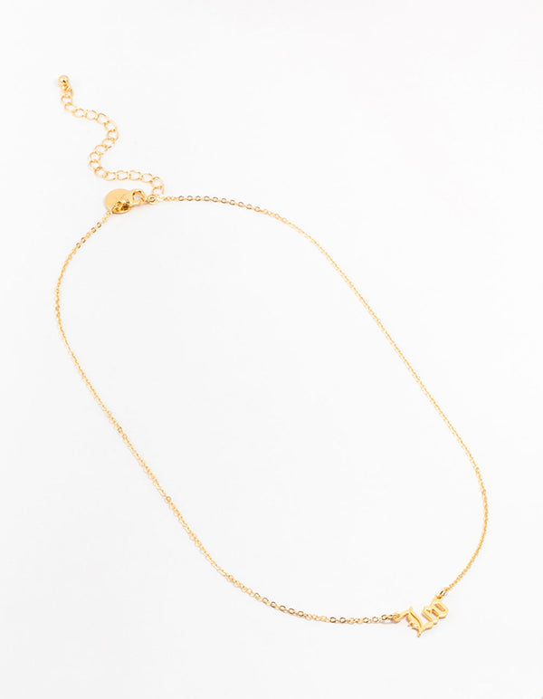Gold Plated Leo Gothic Script Necklace