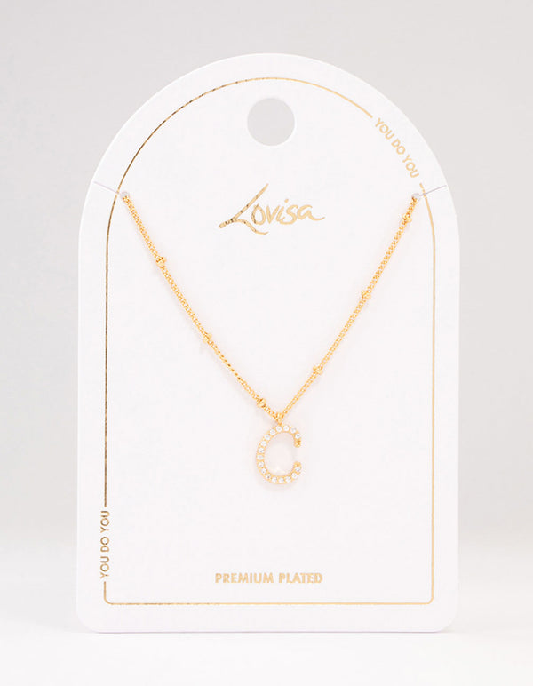 Gold Plated Cursive C Initial Necklace