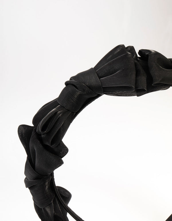 Black Fabric Small Bow Heaband