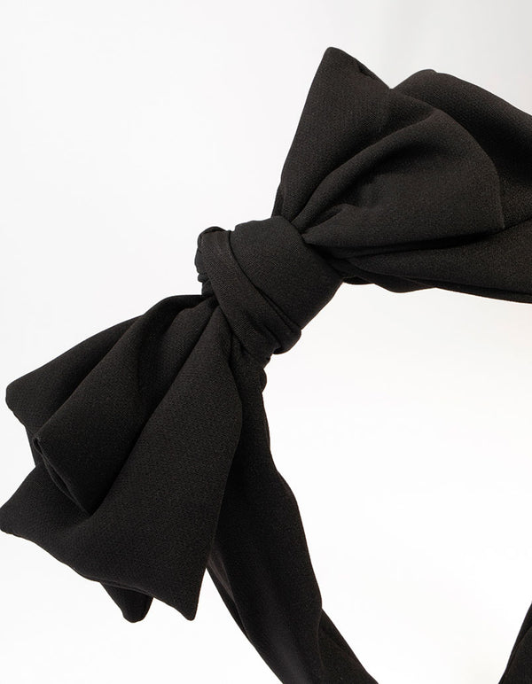 Large Black Fabric Bow Headband