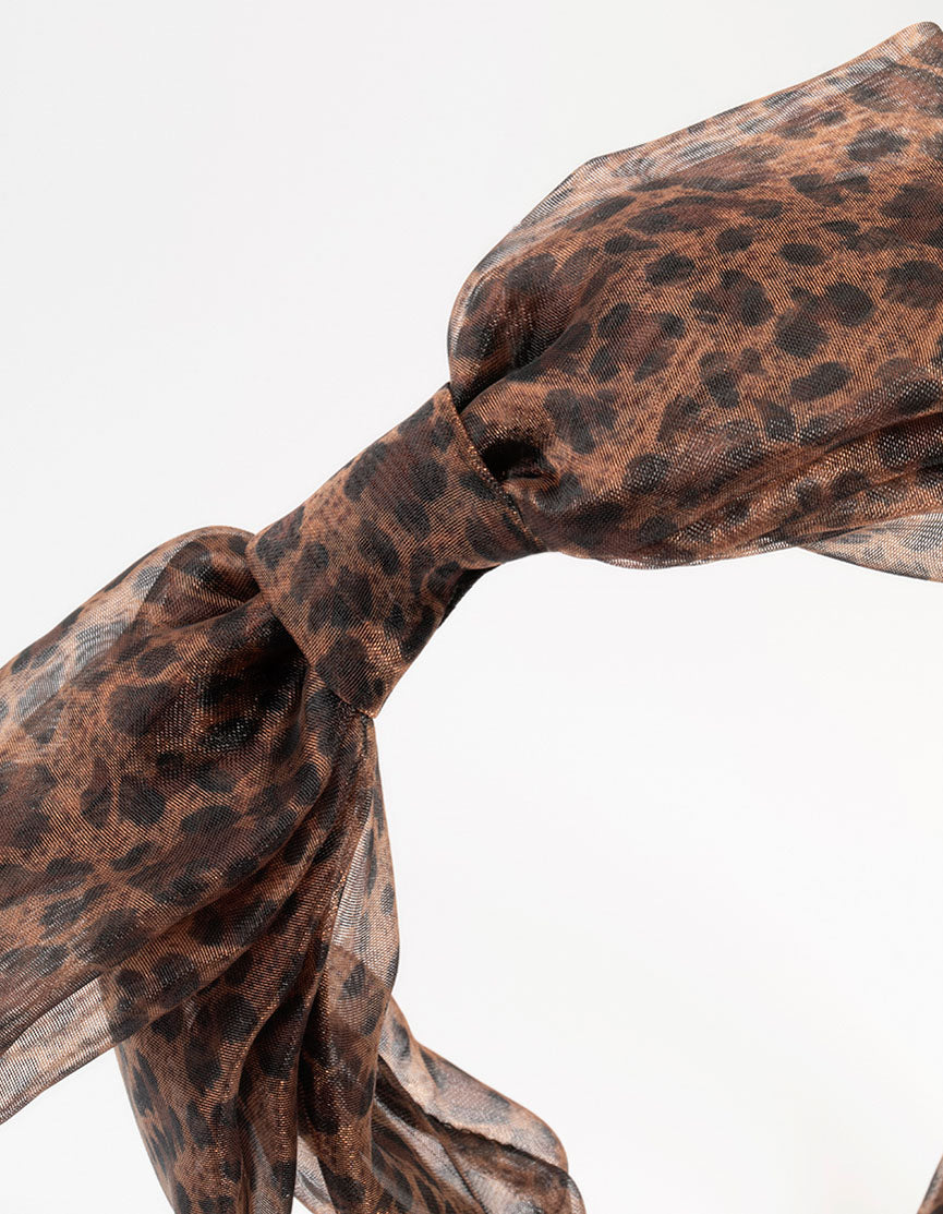 Large Brown Leopard Print Fabric Bow Headband