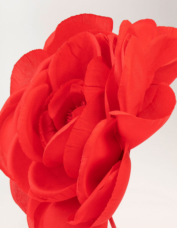 Large Red Fabric Flower Headband