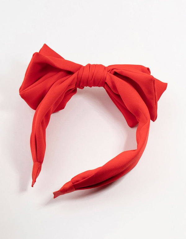 Large Red Fabric Bow Headband