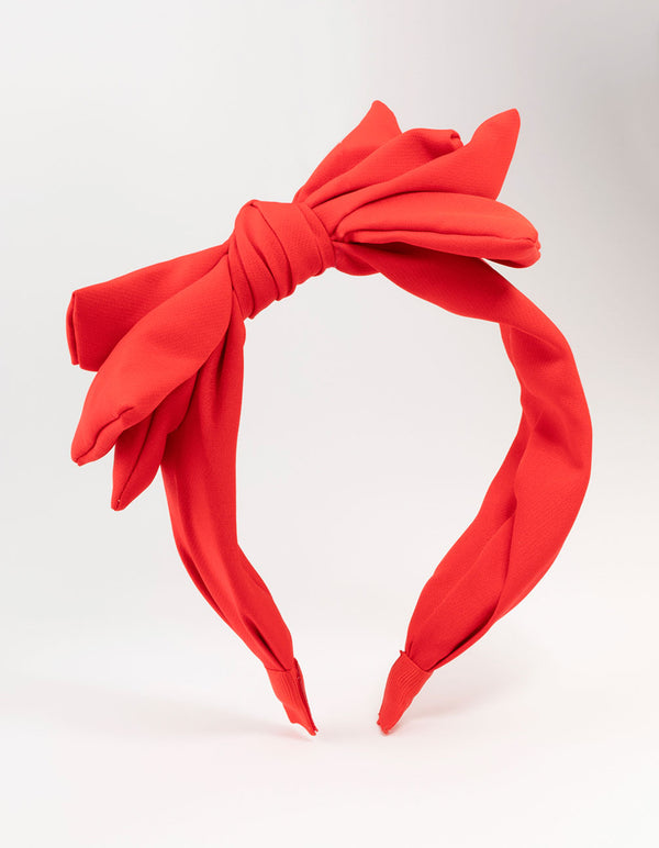 Large Red Fabric Bow Headband