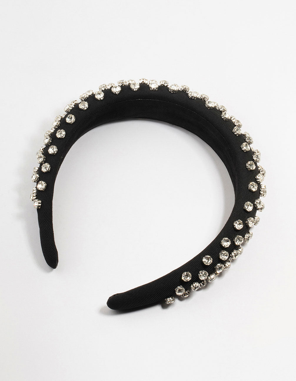 Black Grosgrain Fabric Diamante Thick Headband