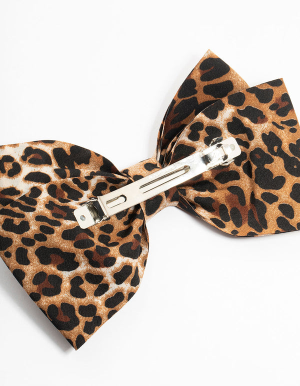 Leopard Print Fabric Bow Clip