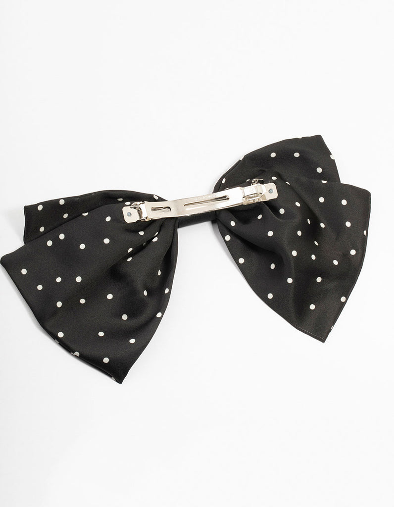 BLACK KNIT BOW CLIP