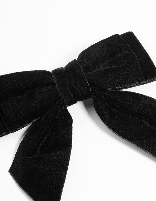 Black Velvet Fabric Bow Clip