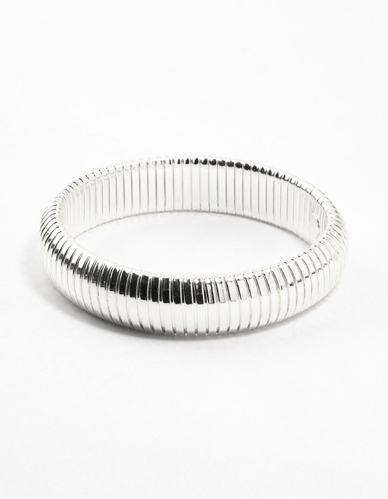 Silver Plated Wide Ribbed Bracelet Lovisa