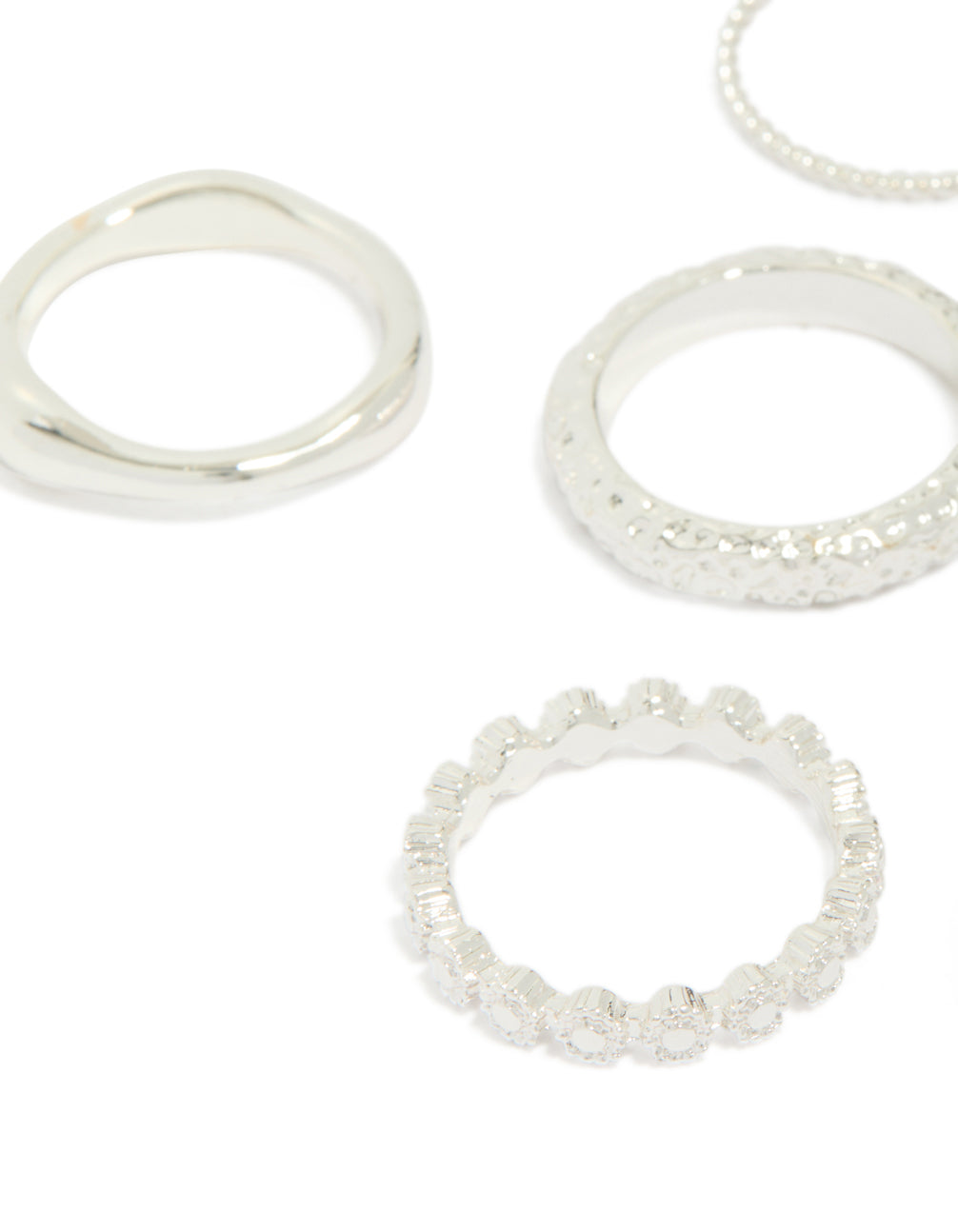 Silver Plated Molten Mixed Rings 5-Pack