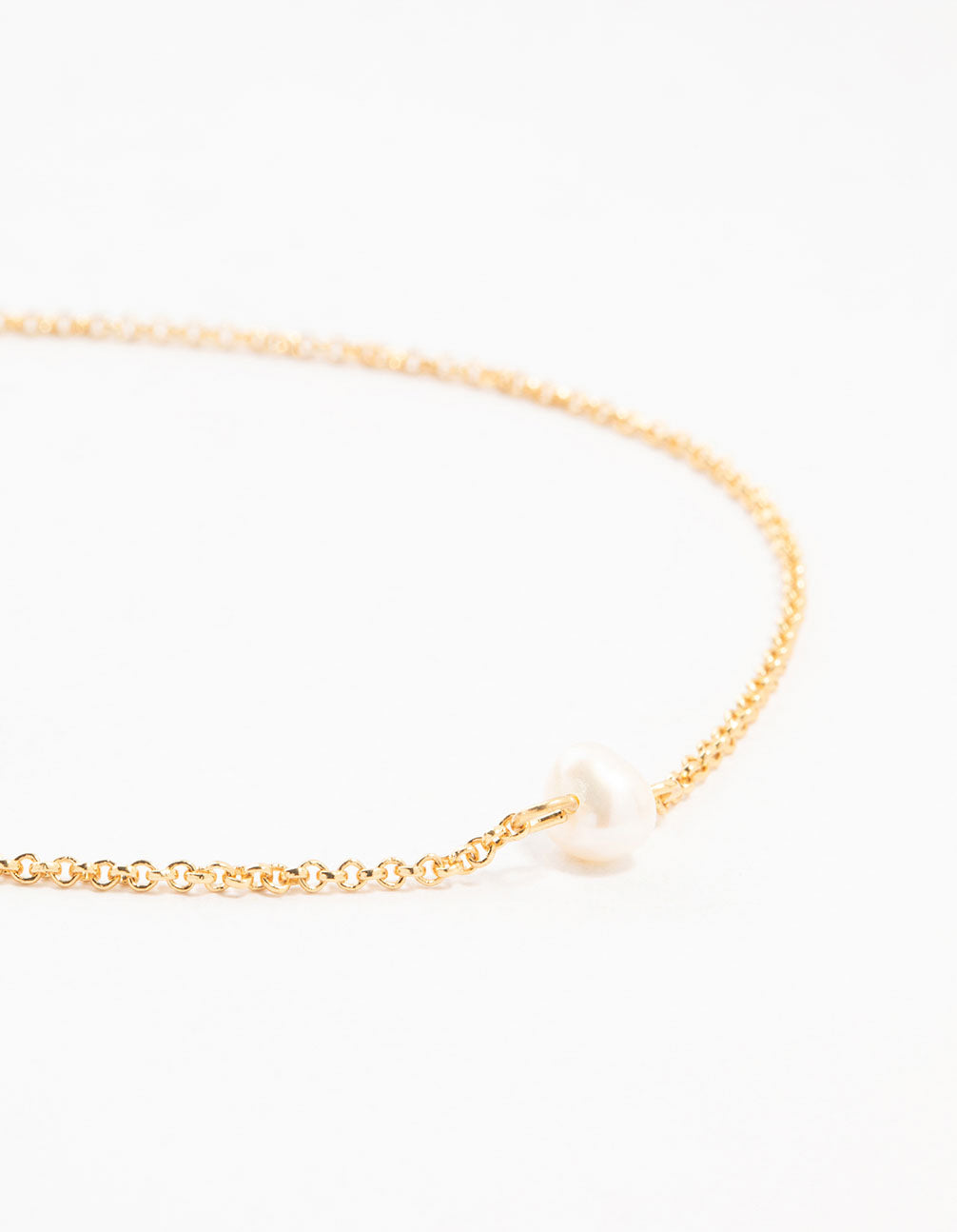 Gold Plated Pearl Curb Anklets 2-Pack