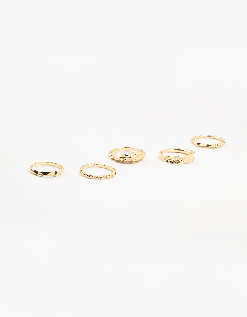 Gold Plated Textured Metal Rings 5-Pack