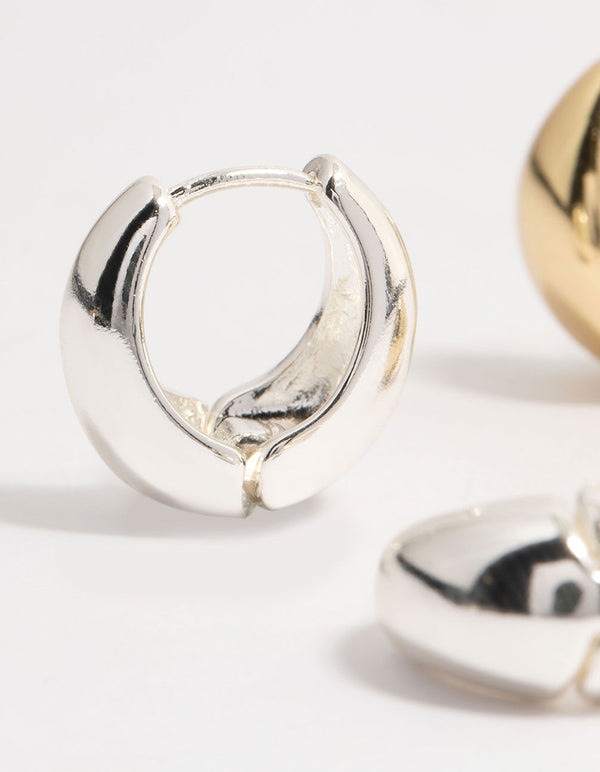 Mixed Metals Clean Hoop Earrings 2-Pack