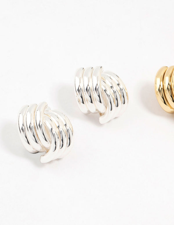 Mixed Metals Knotted Stud Earrings 2-Pack