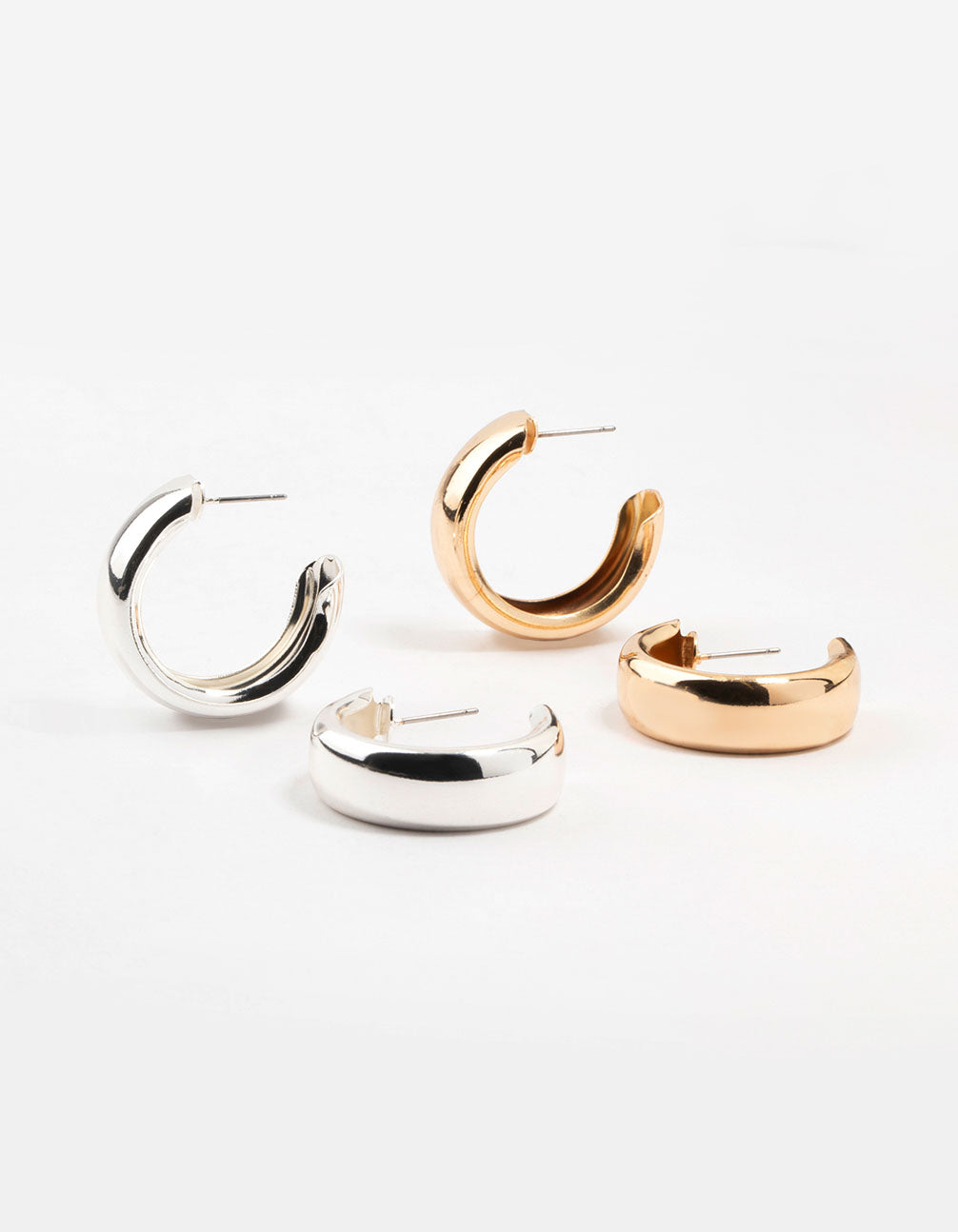Mixed Metals Gold & Silver Chubby Hoop Earrings 2-Pack