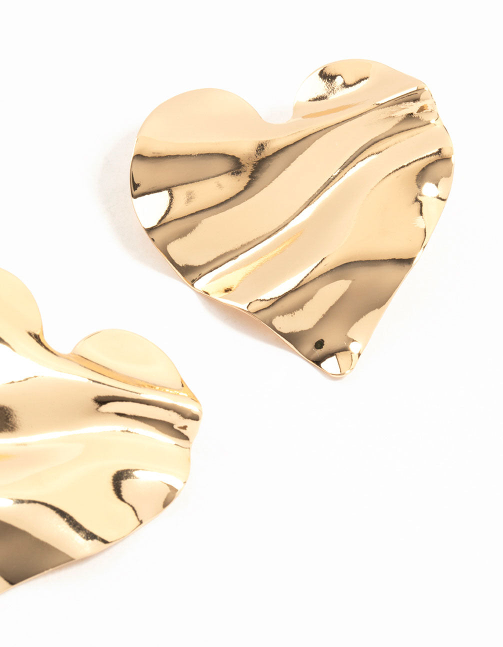 Molten Gold Heart Stud Earrings