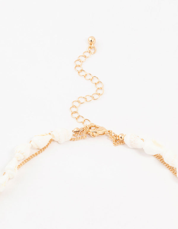 Beaded Shell 3 Layer Necklace