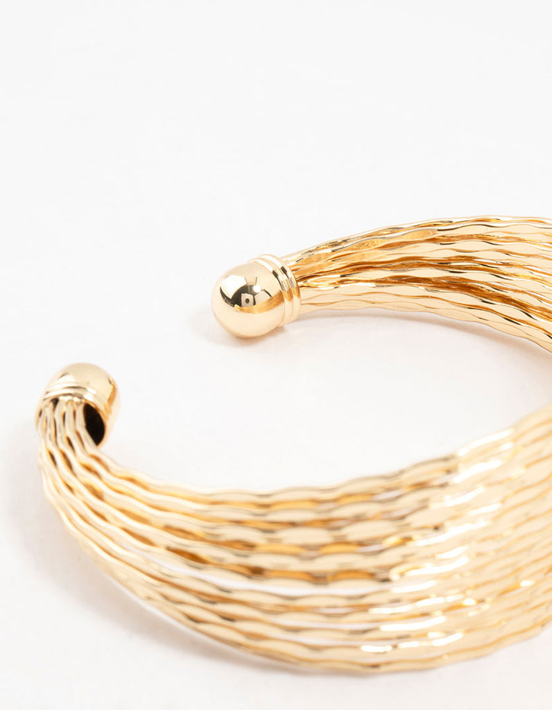 Multi-Strand Leather Cuff with Antique Gold Studs